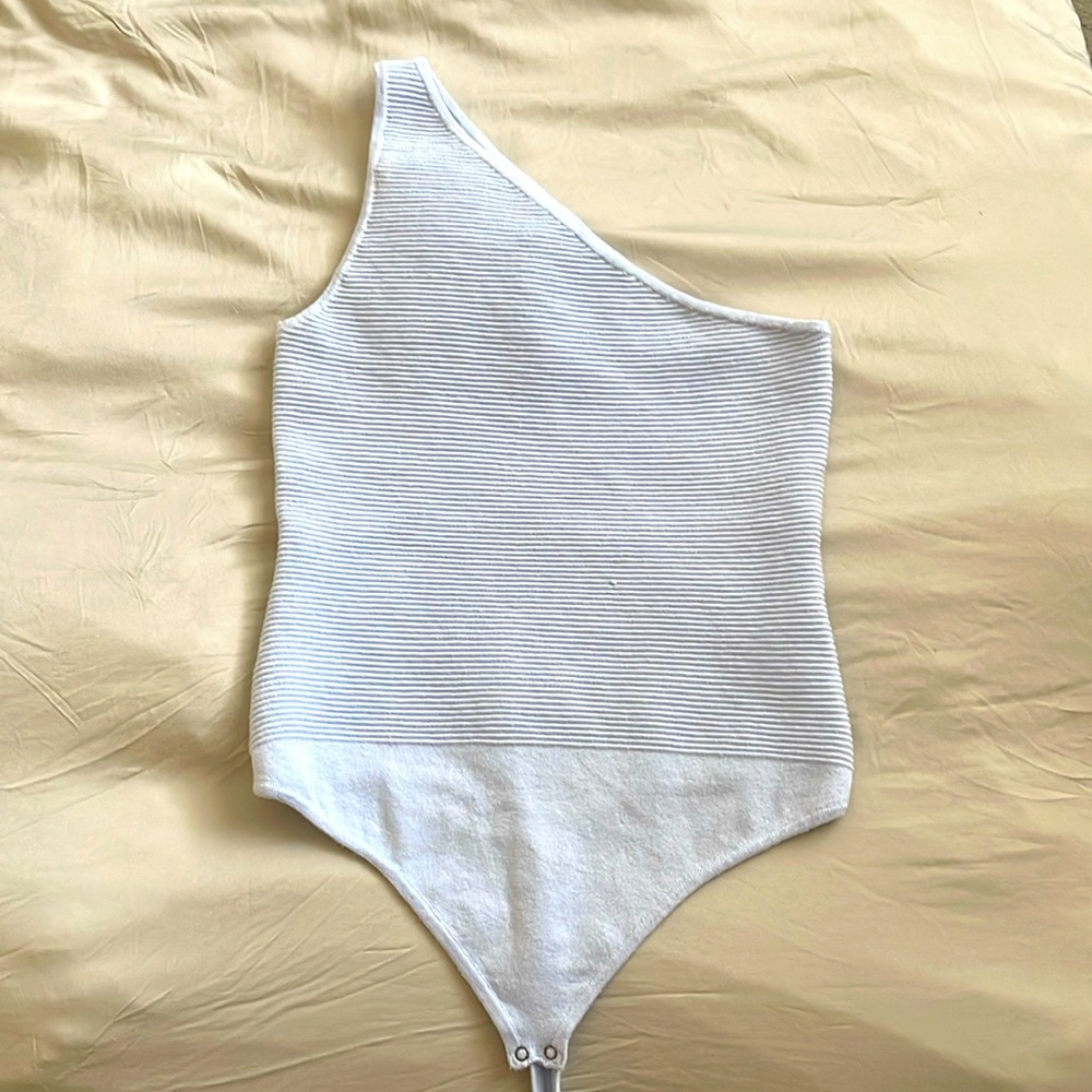Abercrombie & Fitch one shoulder light blue body suit
